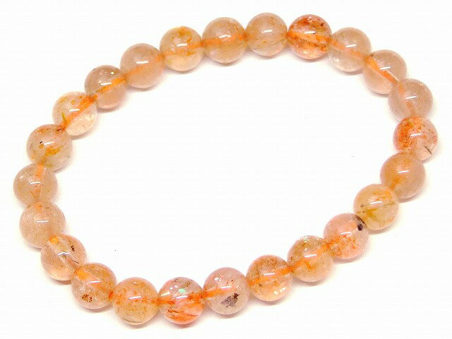 g3-193F　　サンストーン 7mm〜8mm AAA ブレスレット 内径16cm ポーチ付き 送料無料 オレゴン産 天然石 パワーストーン
