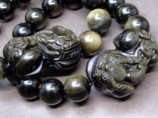 g3-461Y　　特級 ゴールドオブシディアン 貔貅 ヒキュウ ひきゅう 38mm×26mm／14mm ブレスレット 内径調節可 送料無料 天然石 パワーストーン