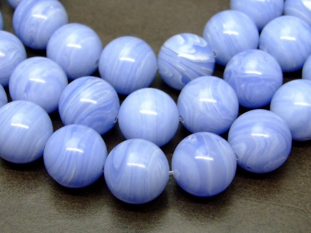 g3-728F　　ブルーレースアゲート 14mm AA 1連38cm 通し針、解説書、1mゴム付き 送料無料 人工石 パワーストーン