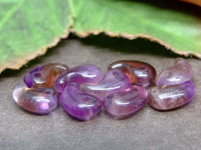 64359　　勾玉 10mm×6mm 1個売り アメトリン 紫黄水晶 送料無料有 天然石 パワーストーン