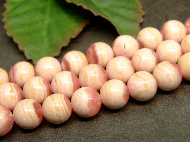 64420　　インカローズ 10mm A+ 1連37cm 通し針、解説書、1mゴム付き 鑑別済・本物保証 送料無料 アルゼンチン産 天然石 パワーストーン