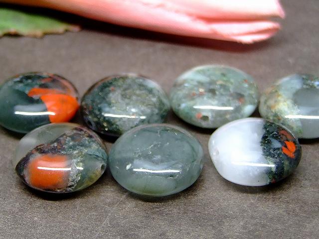 g3-3372B　　今月の半額 わけあり アフリカブラッドストーン 15mm 円盤 コイン 1粒売り 送料無料有 天然石 パワーストーン