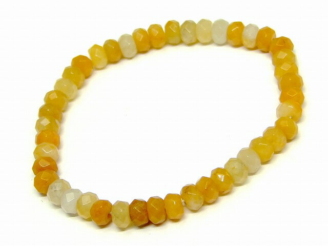 g3-28D　　黄翡翠 ヒスイ 6mm×4mm ボタンカット ソロバンカット ブレスレット 内径調節可 送料無料 天然石 パワーストーン