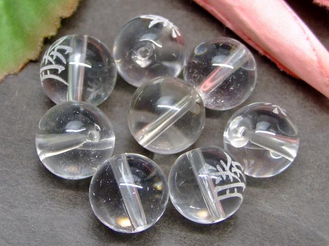 64782　　今月の半額 わけあり 勝彫り 水晶 12mm 1粒売り 素彫り 手彫り クリスタル クォーツ 送料無料有 ブラジル産 天然石 パワーストーン