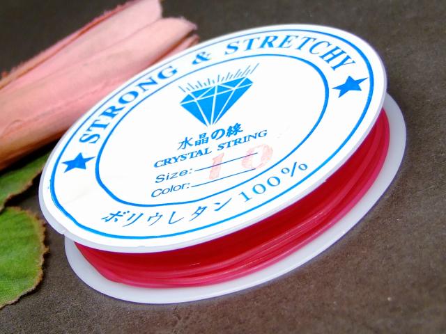 1.0mm 透ショッキングピンク シリコンゴム 1個売り 通し針金付き 水晶の線 ブレスレット用 送料無料有 天然石 パワーストーン