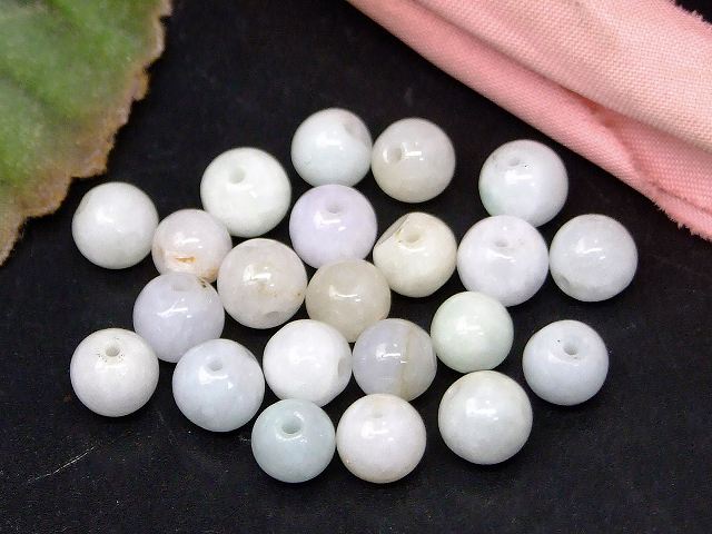 g3-18K　　今月の半額 わけあり ミャンマー翡翠 ヒスイ 6mm 7粒セット 本物保証 送料無料有 ミャンマー産 天然石 パワーストーン