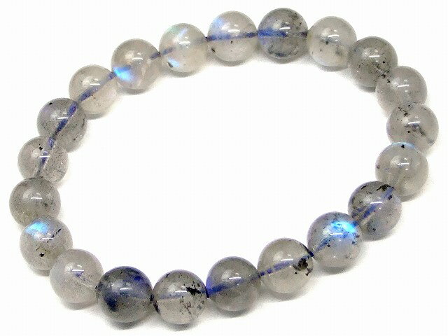 68431　　ラブラドライト 10mm AA ブレスレット 内径18cm 曹長灰 ポーチ付き 鑑別済 本物保証 送料無料..