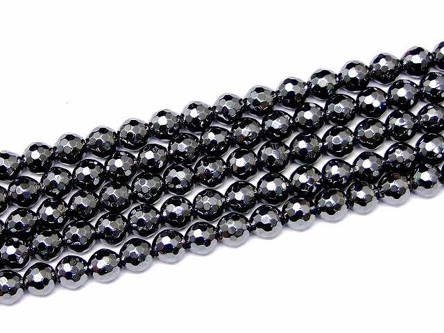 g3-829N 　ヘマタイト 6mm 128面カット AA 磁気なし 1連39cm 送料無料有 イギリス産 天然石 パワースト..