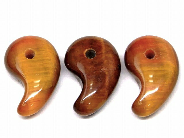 68434　　勾玉 イエロー レッド タイガーアイ 18mm×12mm 1個売り 黄 赤 虎目石 送料無料有 天然石 パワーストーン