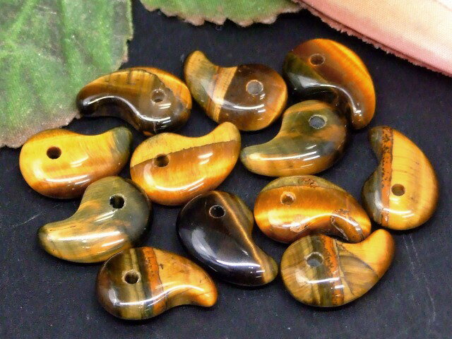 68436　　勾玉 タイガーアイ 青黄虎目石 18mm×12mm 1個売り 送料無料有 天然石 パ...