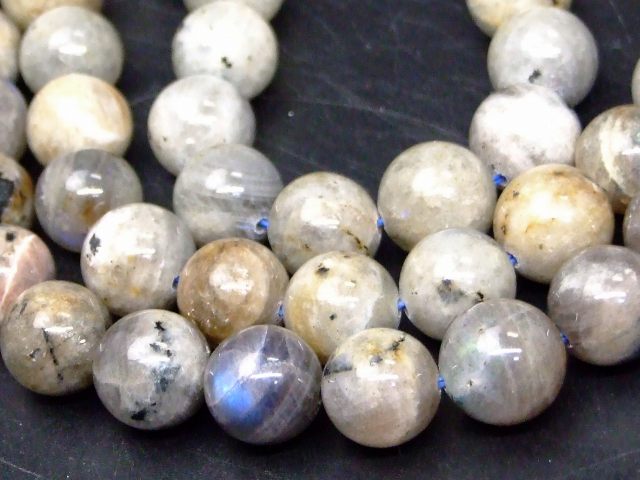 g3-213Q　　今月の半額 ラブラドライト A- 12mm 1連39cm 曹長灰 通し針、解説書、1mゴム付き 鑑別済・本物保証 送料無料 天然石 パワーストーン