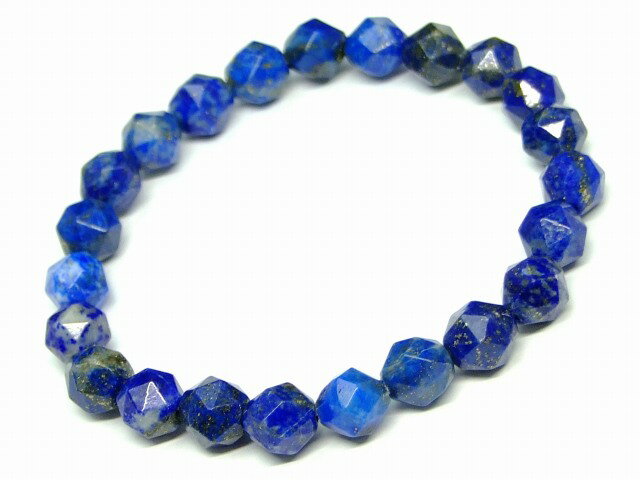 g3-792E　　ラピスラズリ 8mm スターカット ブレスレット 内径調節可 送料無料 天然石 パワーストーン