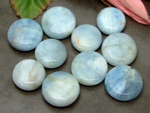 65239　　アクアマリン 藍玉 16mm～22mm 原石 5個セット 穴なし 送料無料有 ブラジル産 天然石 パワーストーン