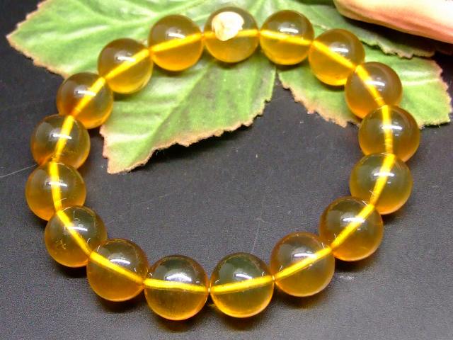 65551　　アンバー 琥珀 12mm 5A ブレスレット 内径18cm ポーチ付き 鑑別済・本物保証 送料無料 メキシコ産 天然石 パワーストーン