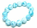 65558 ラリマー 14mm〜15mm AAA ドミニカ共和国産 ブレスレット 内径18cm ポーチ付き 鑑別済・本物保証 送料無料 天然石 パワーストーン