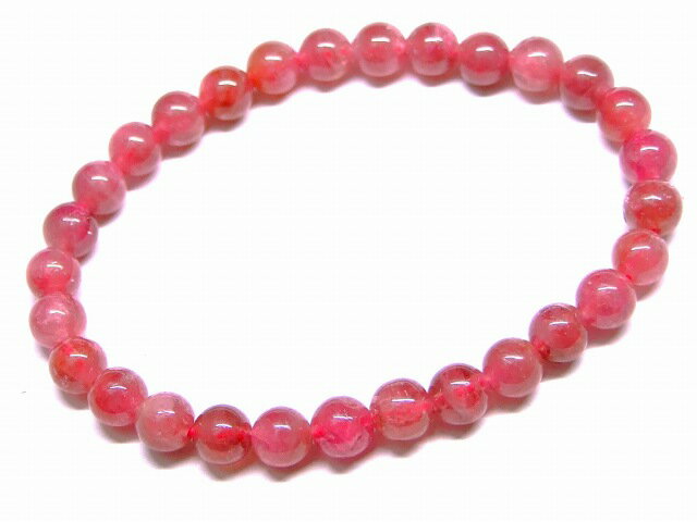 65700　　ピンクトルマリン 電気石 6mm 3A ブレスレット 内径16cm ポーチ付き 送料無料 ブラジル産 天然石 パワーストーン