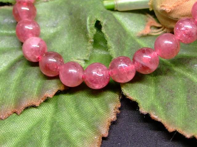 65700　　ピンクトルマリン 電気石 6mm 3A ブレスレット 内径16cm ポーチ付き 送料無料 ブラジル産 天然石 パワーストーン