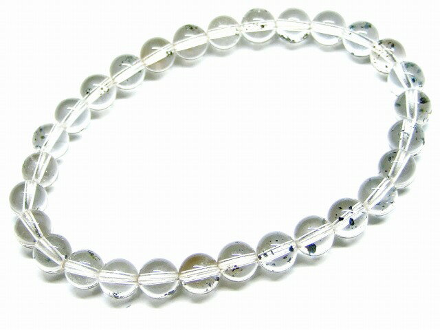 65722　　マイカインクォーツ 雲母入り水晶 6mm 5A ブレスレット 内径17cm ポーチ付き 送料無料 天然石 パワーストーン