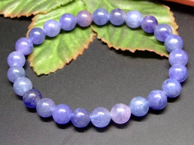 65730　　タンザナイト 8mm 4A ブレスレット 内径18cm ポーチ付き 送料無料 タンザニア産 天然石 パワーストーン