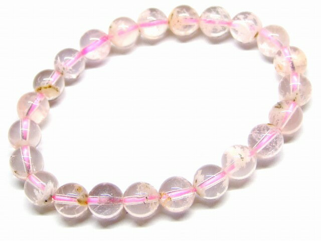65792　　ピンクホワイトファントムガーデンクォーツ 水晶 8mm 3A ブレスレット 内径17cm 送料無料 ブラジル産 天然石 パワーストーン