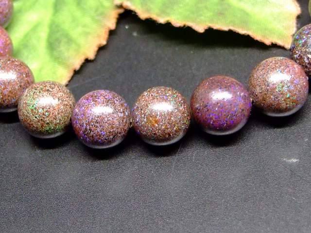 65620　　ブラックオパール 黒蛋白石 10mm 5A ブレスレット 内径18cm 送料無料 オ...