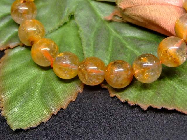 65688　　菊花タイチンルチルクォーツ 針水晶 9mm 3A ブレスレット 内径17cm ポーチ付き 送料無料 ブラジル産 天然石 パワーストーン