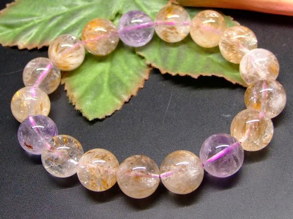 65869　　ゲーサイト イン クォーツ 12mm AA ブレスレット 内径18cm ポーチ付き 送料無料 天然石 パワーストーン