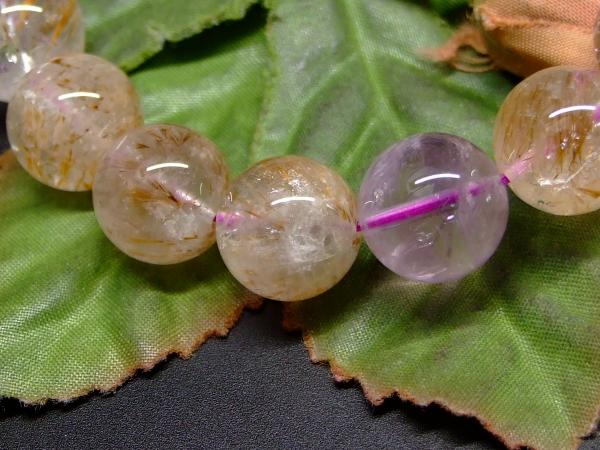 65869　　ゲーサイト イン クォーツ 12mm AA ブレスレット 内径18cm ポーチ付き 送料無料 天然石 パワーストーン