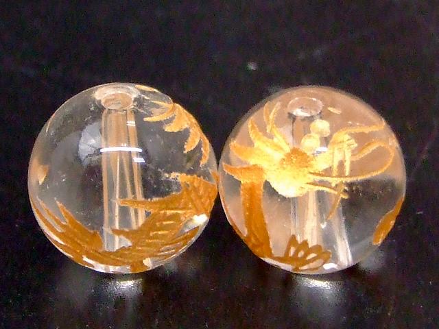 乐天商城 - 68511　　今月30％OFF わけあり 水晶 12mm 1粒売り 龍彫り 金彫り クリスタル クォーツ 送料無料有 ブラジル産 天然石 パワーストーン