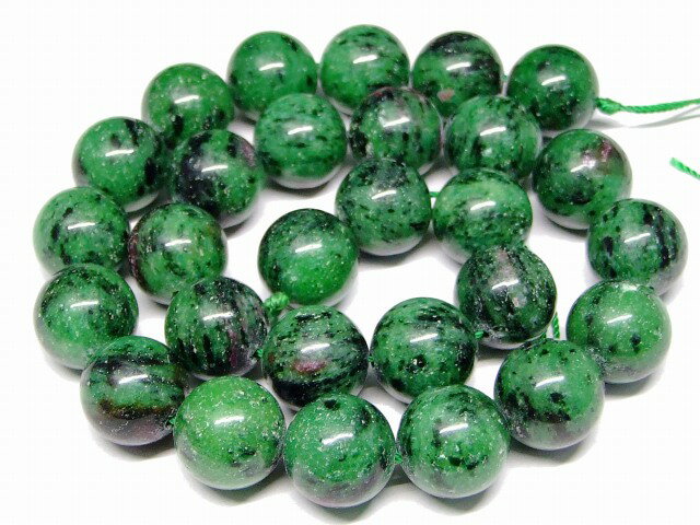 g3-1059S　　ルビーインゾイサイト 14mm A 1連38cm 通し針、解説書、1mゴム付き 送料無料 天然石 パワーストーン