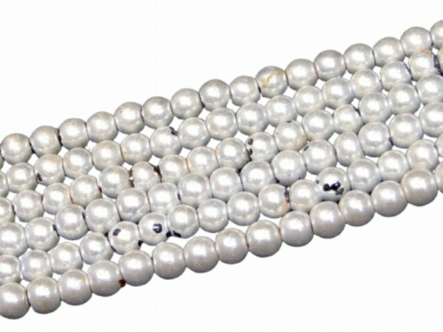 H3-13B　　工場処分品特価 今月半額以下 わけあり 6本セット ヘマタイト ホワイト 磁気有 6mm 1連45cm ..