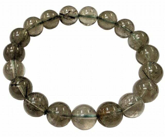 68032　　グリーンルチルクォーツ 針水晶 10mmAA ブレスレット 内径17cm ポーチ付き 送料無料 ブラジル..