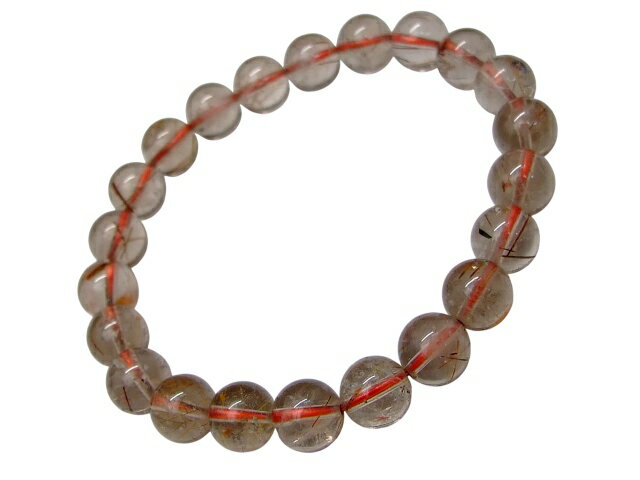 68097　 ルチルクォーツ 針水晶 8mm〜9mm ブレスレット 内径17cm ポーチ付き 送料無料 ブラジル産 天然..