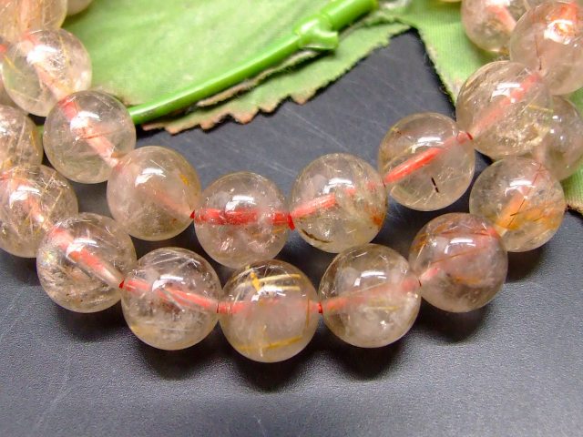 68117　　ルチルクォーツ A 針水晶 10mm ブレスレット 内径18cm ポーチ付き 送料無料 ブラジル産 天然石 パワーストーン