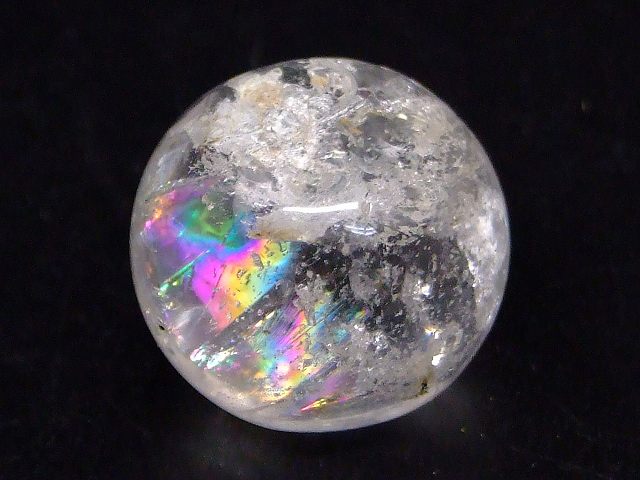 68399　　今月の半額 わけあり 水晶球 19mm 1個売り 水晶 クリスタルクォーツ 虹入り クラック入り 丸玉 穴なし ブラジル産 送料無料 天然石 パワーストーン