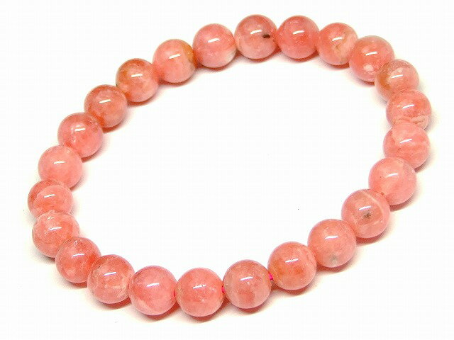 66232　　インカローズ 7.5mm〜8mm AA ブレスレット 内径16cm 鑑別済・本物保証 ポーチ付き 送料無料 ..