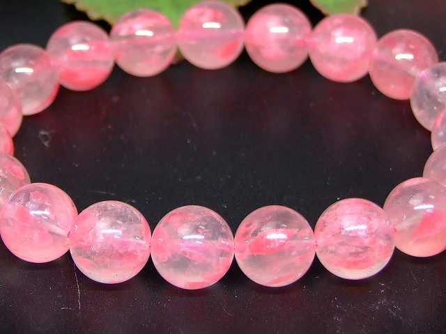 66344　　ロードナイトシリカ 10mm〜11mm 5A ブレスレット 内径18cm 薔薇輝石 ポーチ付き 送料無料 ブラジル産 天然石 パワーストーン