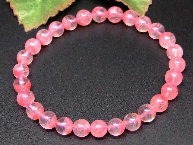 66340　　ロードナイトシリカ 6mm〜7mm 5A ブレスレット 内径17cm 薔薇輝石 ポーチ付き 送料無料 ブラジル産 天然石 パワーストーン