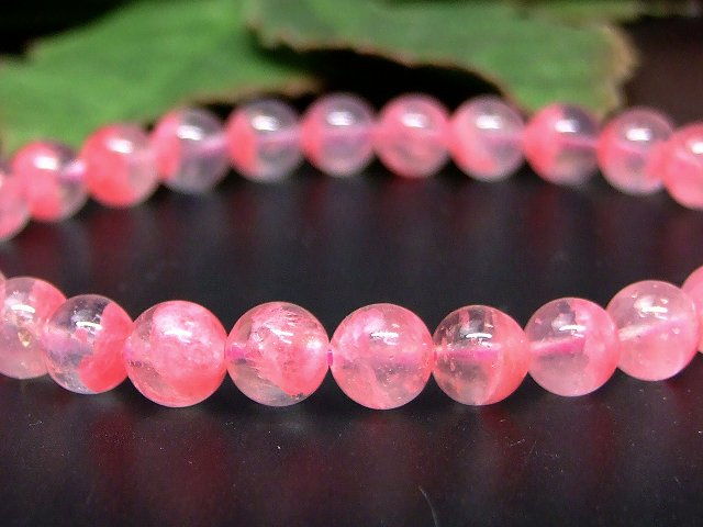 66340　　ロードナイトシリカ 6mm〜7mm 5A ブレスレット 内径17cm 薔薇輝石 ポーチ付き 送料無料 ブラジル産 天然石 パワーストーン
