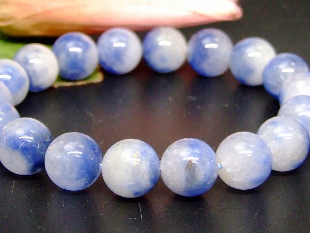 66350　　デュモルチェライト 12mm AAA ブレスレット 内径18cm 送料無料 ブラジル産 天然石 パワーストーン