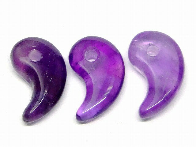 66423　　アメジスト 勾玉 18mm×12mm AA 1個売り 送料無料有 天然石 パワーストーン