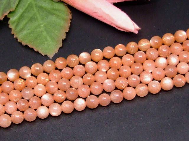 g3-240　　サンストーン + オレンジムーンストーン 6mm 5A 1連39cm 通し針、解説書、1mゴム付き 送料無料 天然石 パワーストーン