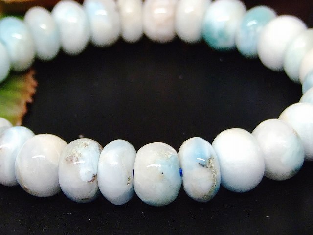 66560　　今月の半額 わけあり ラリマー 10mm×4mm〜7mm ブレスレット 内径17cm そろばん ソロバン 算盤 ドミニカ共和国産 ポーチ付き 鑑別済・本物保証 送料無料 天然石 パワーストーン