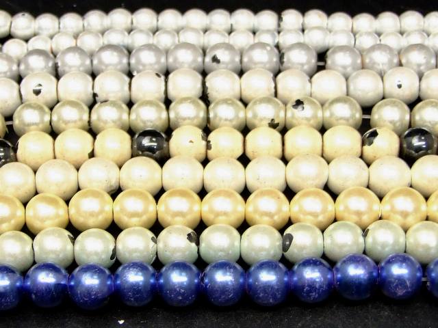 67968　　工場処分品特価 今月半額以下 わけあり 10本セット ヘマタイト ミックス 磁気あり 6mm〜8mm 1連40cm 通し針、解説書、1mゴム付き 送料無料 イギリス産 天然石 パワーストーン