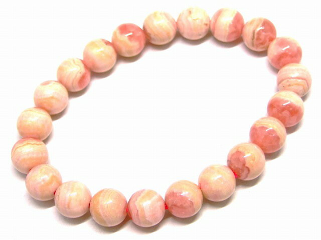 65918　　今月の半額 インカローズ 8mm〜9mm A ブレスレット 内径16cm 鑑別済・本物保証 ポーチ付き 送料無料 アルゼンチン産 天然石 パワーストーン