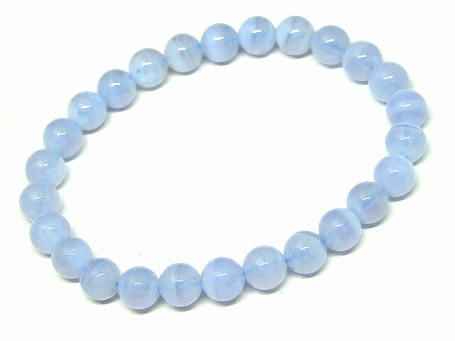 g3-724B　　ブルーレースアゲート 6mm 5A ブレスレット 内径調節可能 ポーチ付き 鑑別済・本物保証 送..