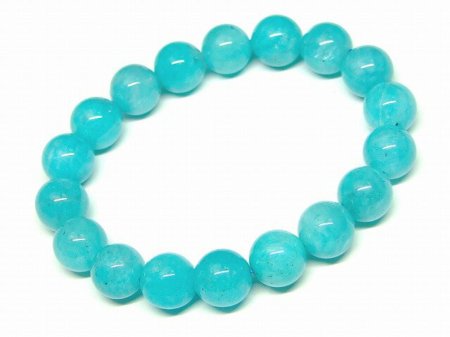 g3-671H　　アイス アマゾナイト 11mm A ブレスレット 内径17cm ポーチ付き 天河石 鑑別済・本物保証 送料無料 ブラジル産 天然石 パワーストーン