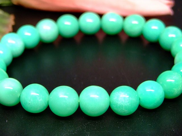 65995　　クリソプレーズ 緑玉髄 8mm AA ブレスレット 内径17cm 送料無料 天然石 パワーストーン