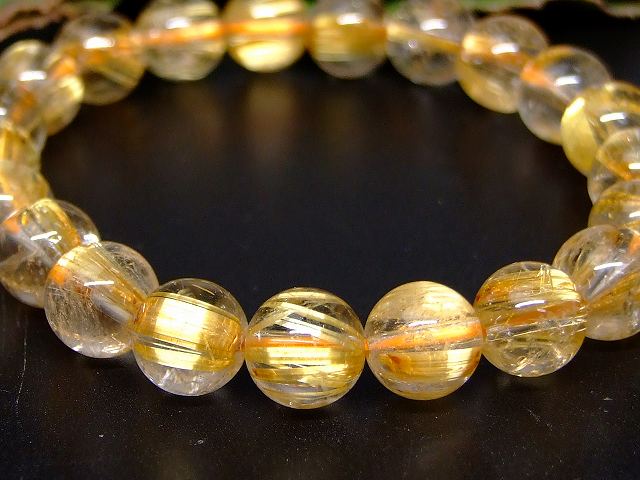 65954　　タイチンルチルクォーツ 針水晶 9mm AAA+ ブレスレット 内径17cm ポーチ付き 送料無料 ブラジル産 天然石 パワーストーン