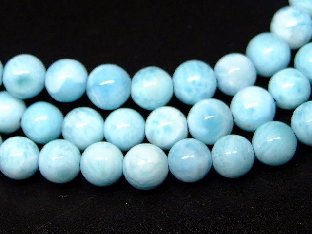 66087　　ラリマー 6mm AAA ドミニカ共和国産 三重ブレスレット ネックレス 長さ59cm 鑑別済・本物保証 送料無料 天然石 パワーストーン